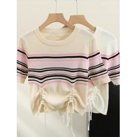 TL015 French Style Knit+ Chiffon top