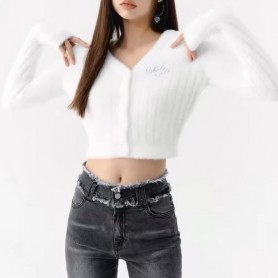TL015 French Style Knit+ Chiffon top